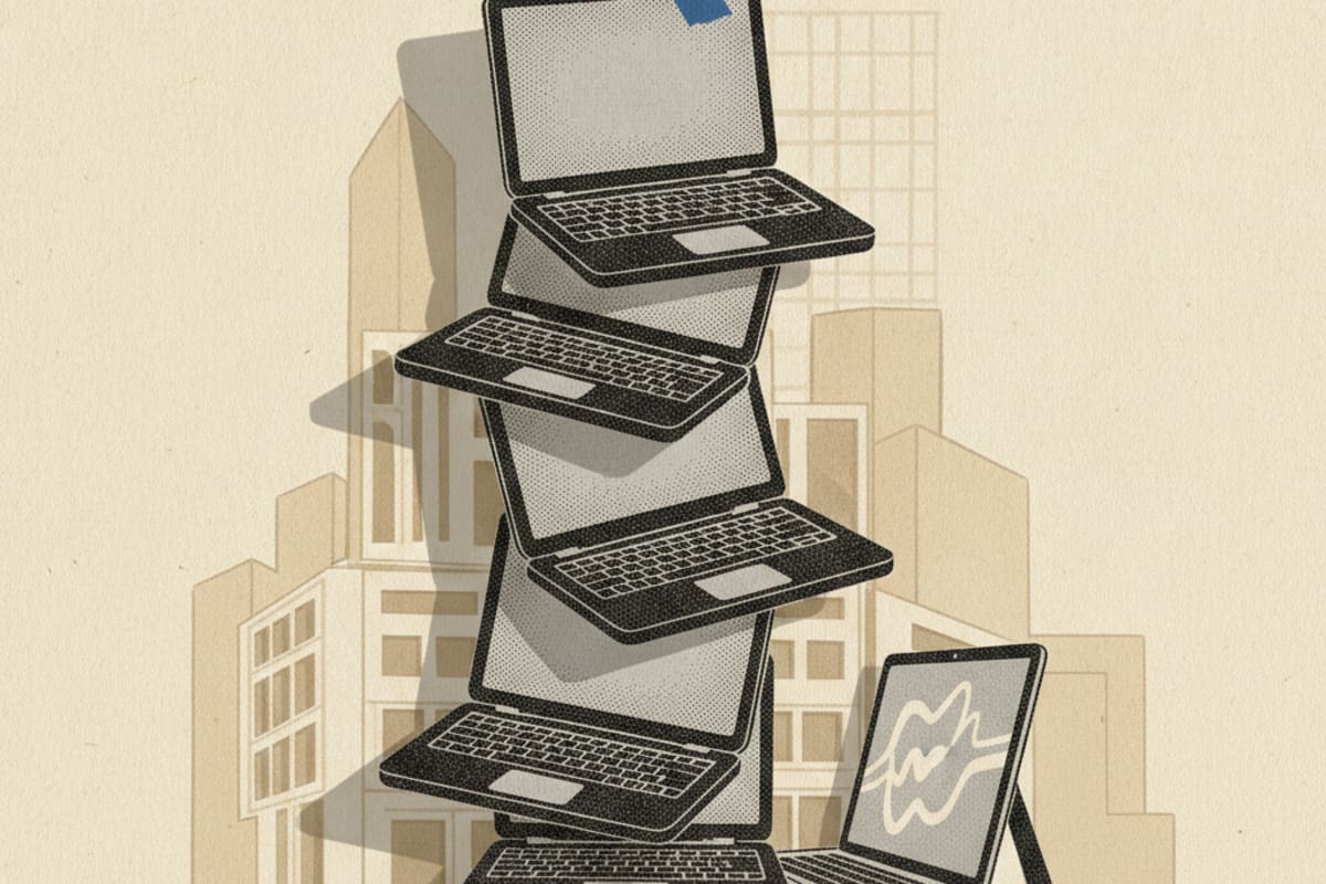 Illustration editoriale : L'ordinateur succède aux Chromebooks sans convaincre par l'IA