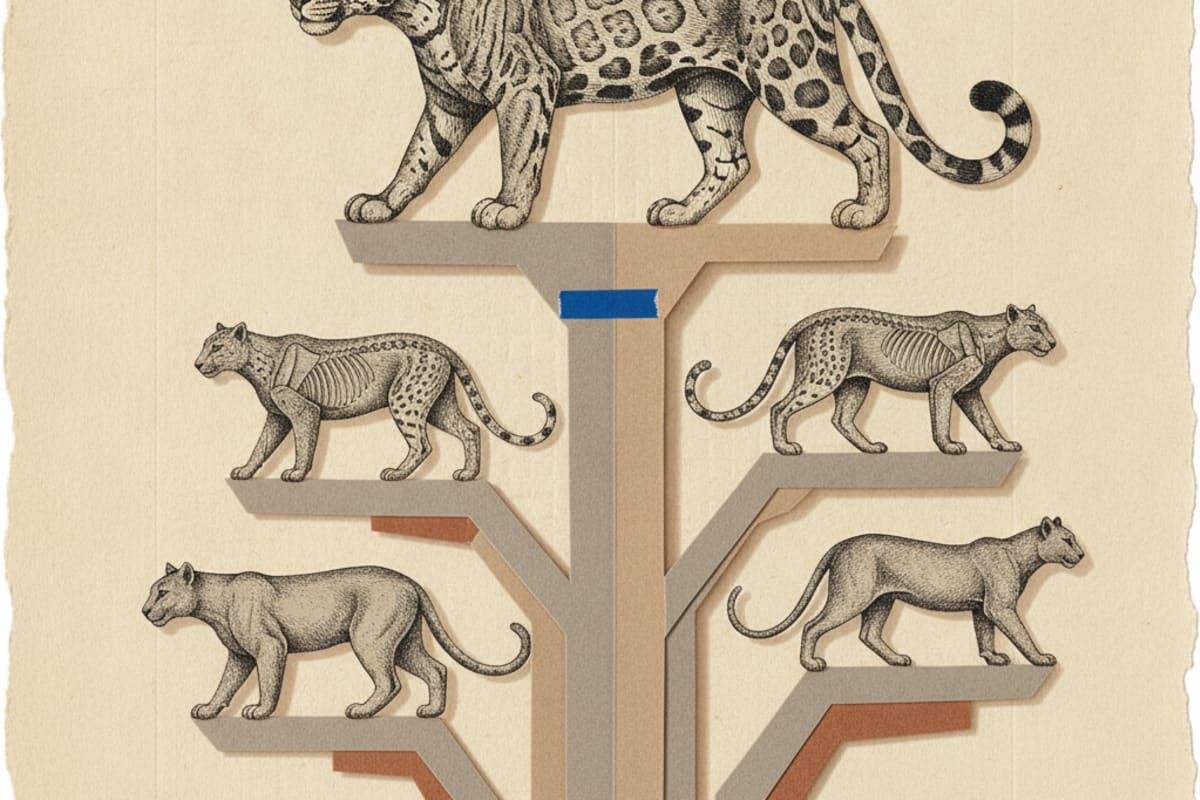 Illustration editoriale : Le groupe des chats-tigres compte cinq espèces distinctes
