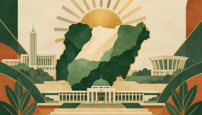 Editorial illustration marking Nigerian independence in 1960