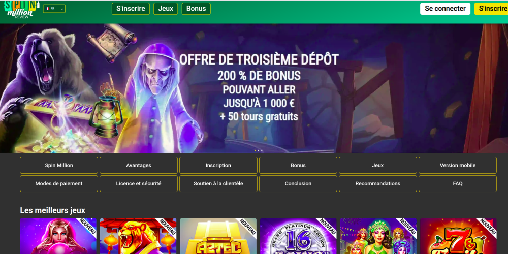 Spin Million, un casino en ligne complet pour les débutants et experts