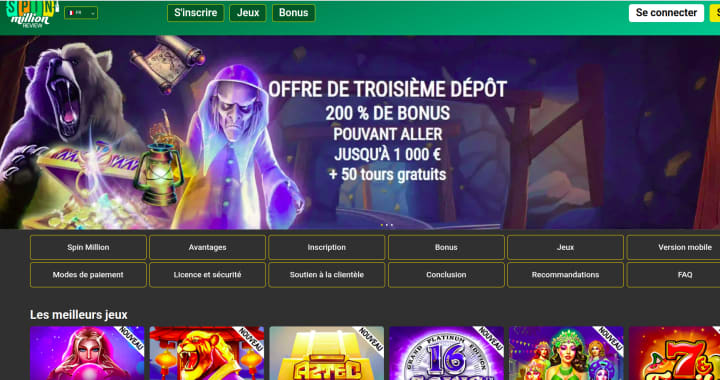 Spin Million, un casino en ligne complet pour les débutants et experts