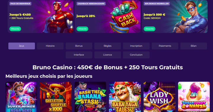 Bruno Casino : casino en ligne français avec méthodes de paiement flexibles