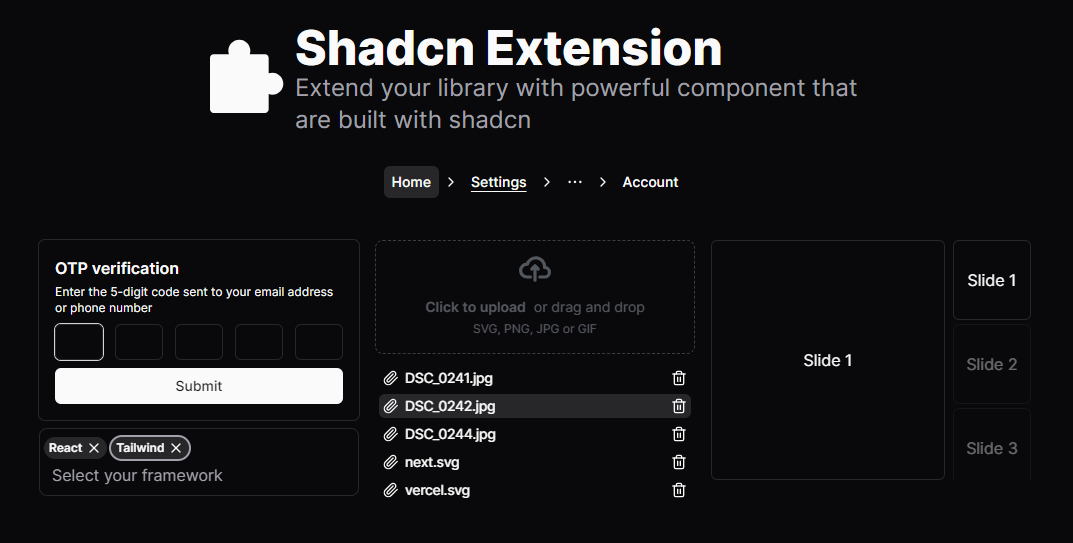 Shadcn Extension preview