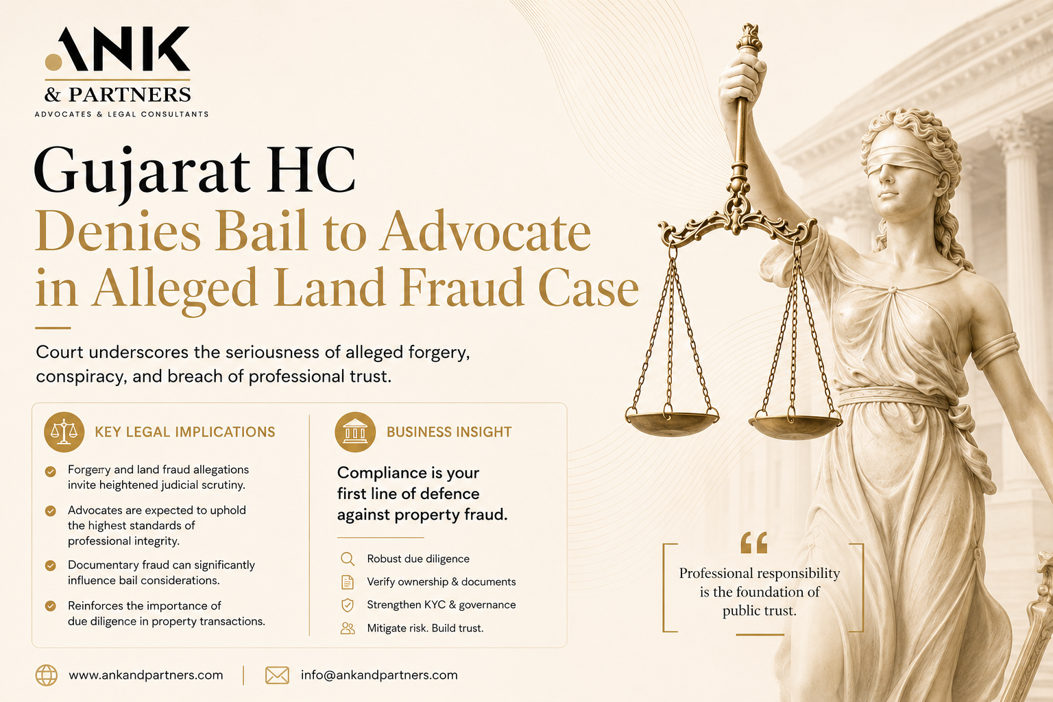 Gujarat HC Denies Bail to Advocate in Alleged Land Fraud Case: A Reminder That Professional Integrity Shapes Bail Decisions