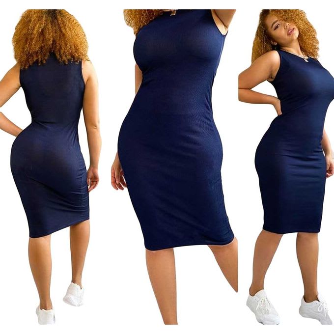 Mock Neck Ribbed Bodycon Dress (Hips 36-44inches Fit) 1 Mock Neck Ribbed Bodycon Dress