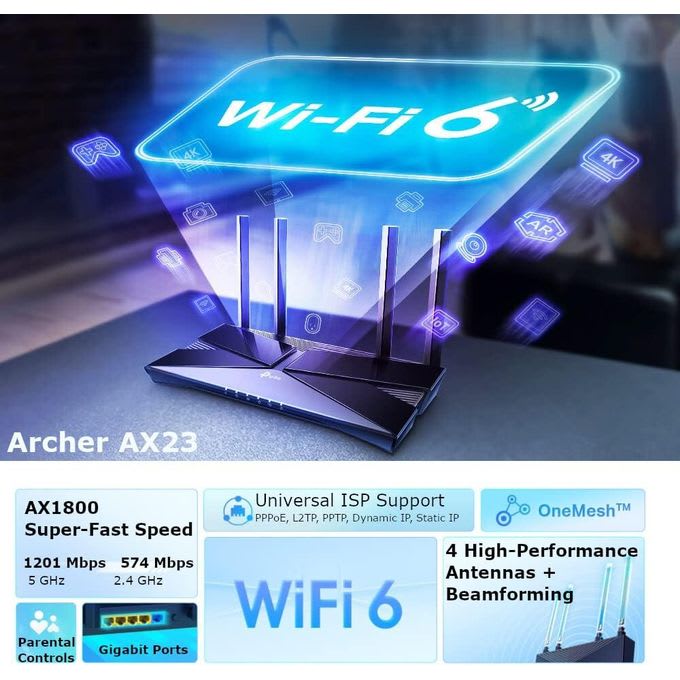 TP-Link Archer AX23 AX1800 Dual-Band Wi-Fi 6 Router 3 TP-Link Archer AX23 AX1800 Dual-Band Wi-Fi 6 Router - Image 3