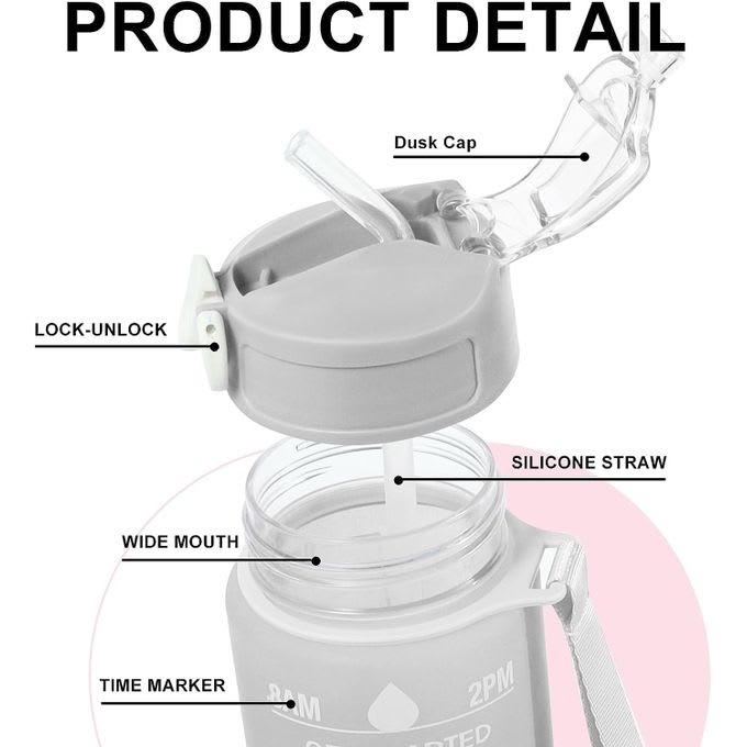 KipFit 3-in-1 Set Water Bottle Motivational Sports Leakproof Bottle 2 KipFit 3-in-1 Set Water Bottle Motivational Sports Leakproof Bottle - Image 2