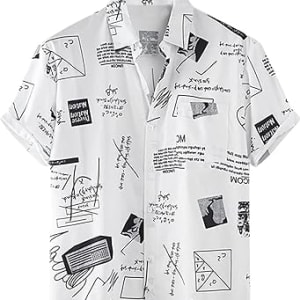 Men's Hawaiian Ink Print Bottom-down Beach Short Sleeve T-Shirt Casual Tops
