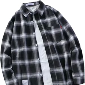 Fashion Men's Long Sleeve Plaid Shirt-Black