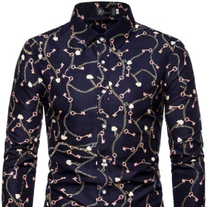 Fashion Men'S Button Shirt Men Casual Print Shirt Long Sleeved Shirts.