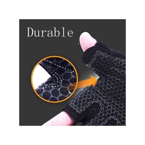 Adjustable Sports Gym GLOVE RIDING POWERLIFTING Cycling Half Finger LARGE BLACK new - Image 3
