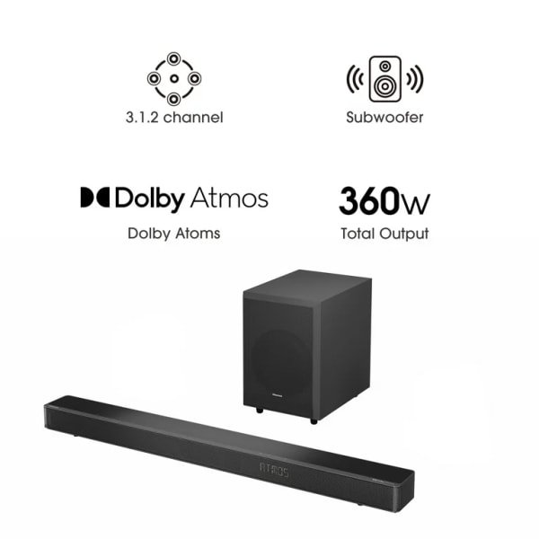 Hisense Soundbar 360W 3.1.2 Channel Soundbar AX3120