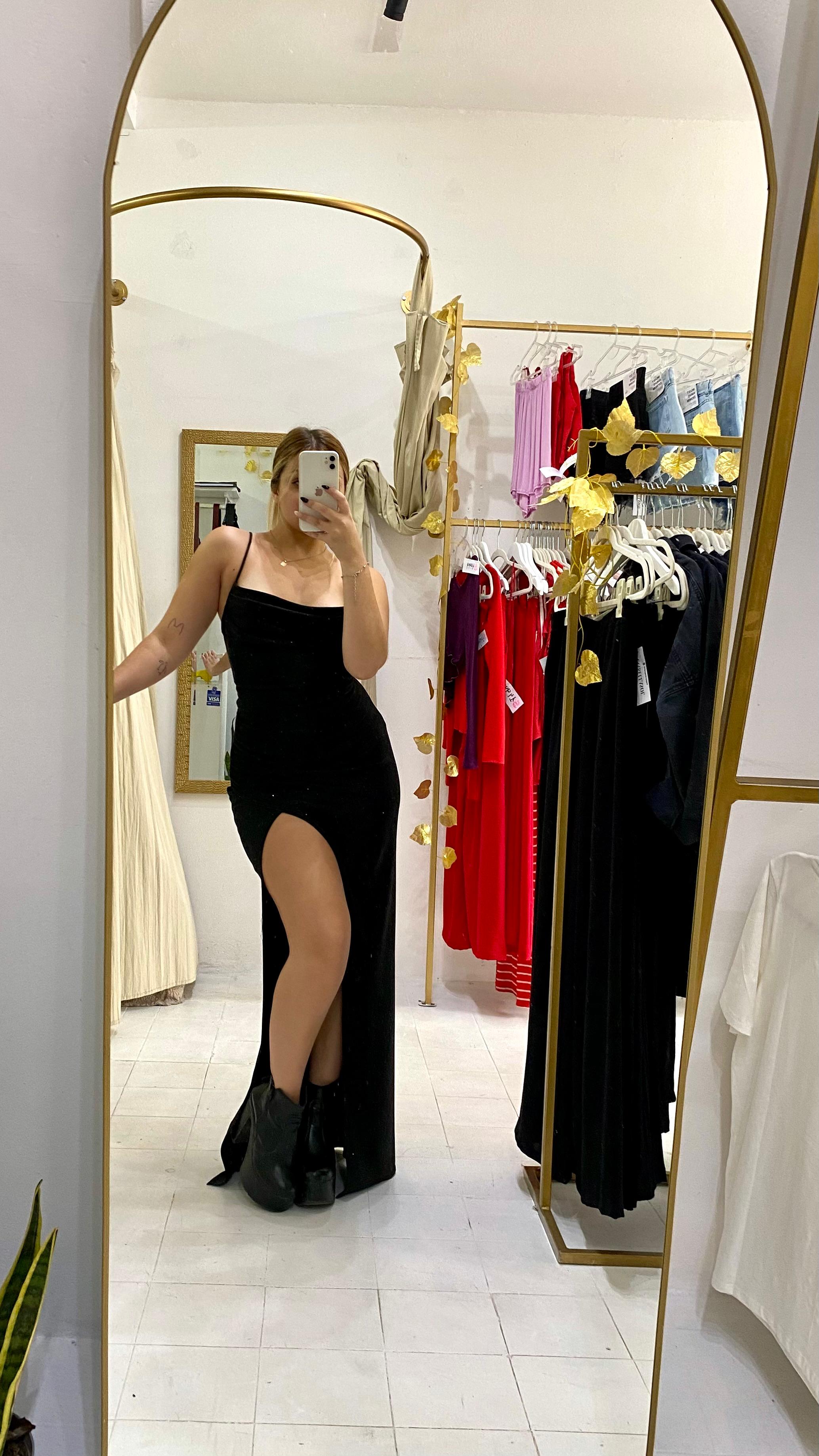 Vestido Largo Brillos y frunce miniatura 2