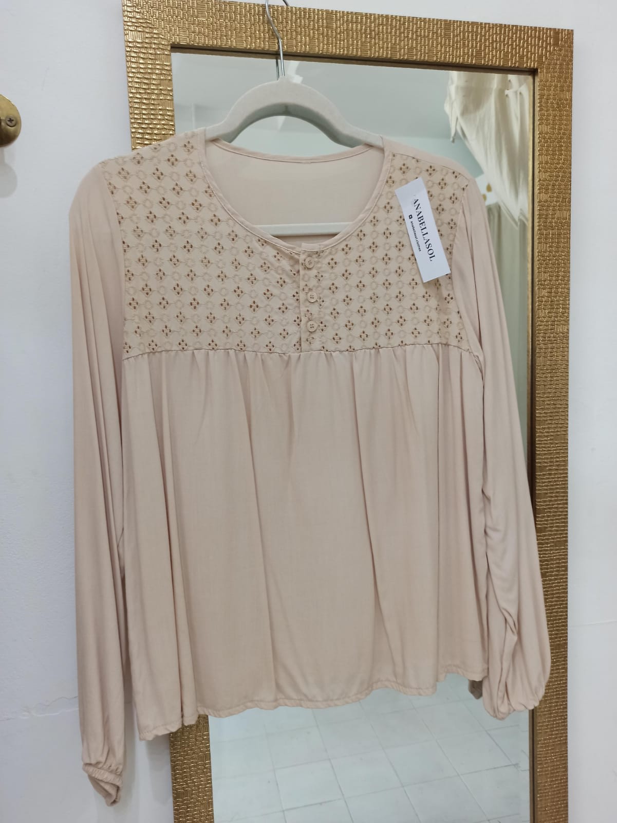 Blusa manga larga broderi