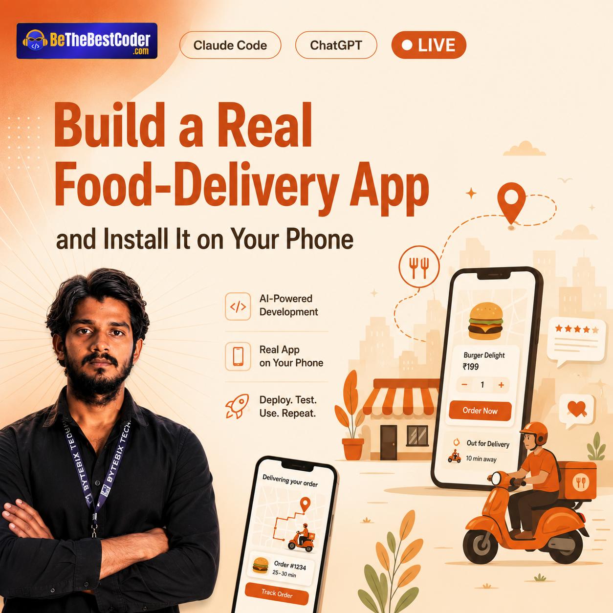 Claude Code + ChatGPT Live: Build a Real Food-Delivery App and Install It on Your Phone