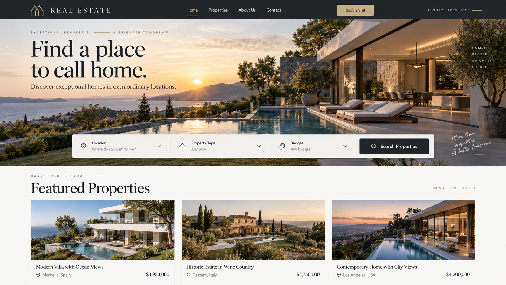 Real estate company website mockup