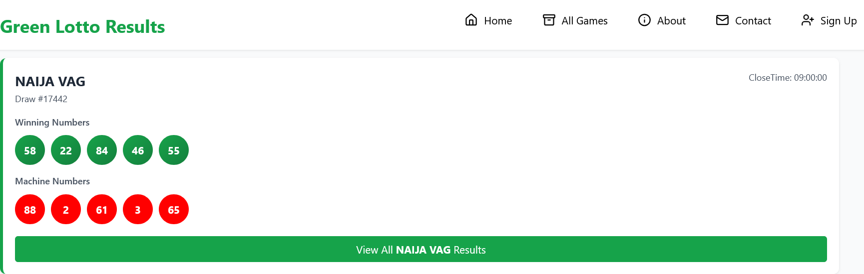 Green Lotto Naija-Vag day result