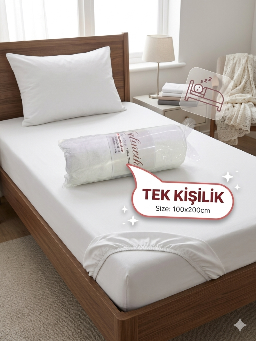 Tek Kişilik Çarşaf Beyaz 1. görsel