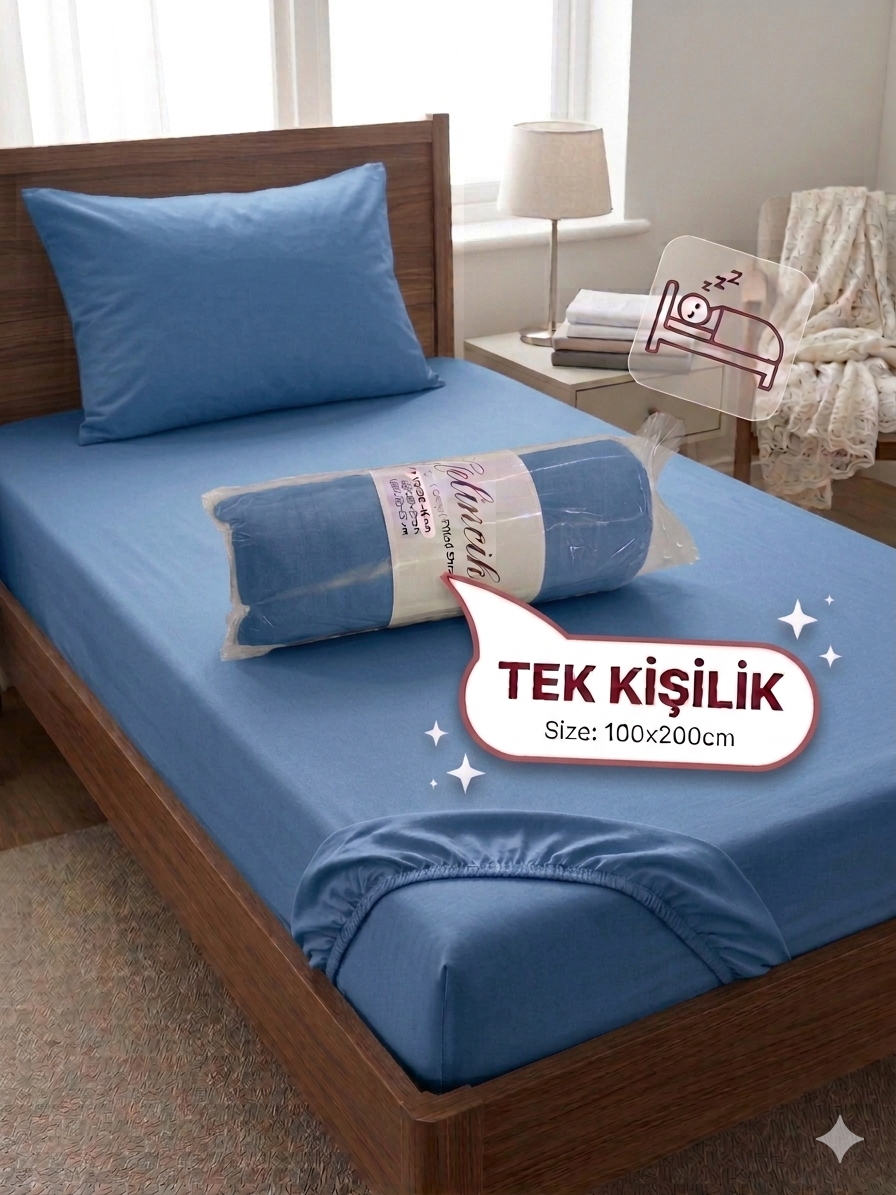 Tek Kişilik Çarşaf Mavi 1. görsel