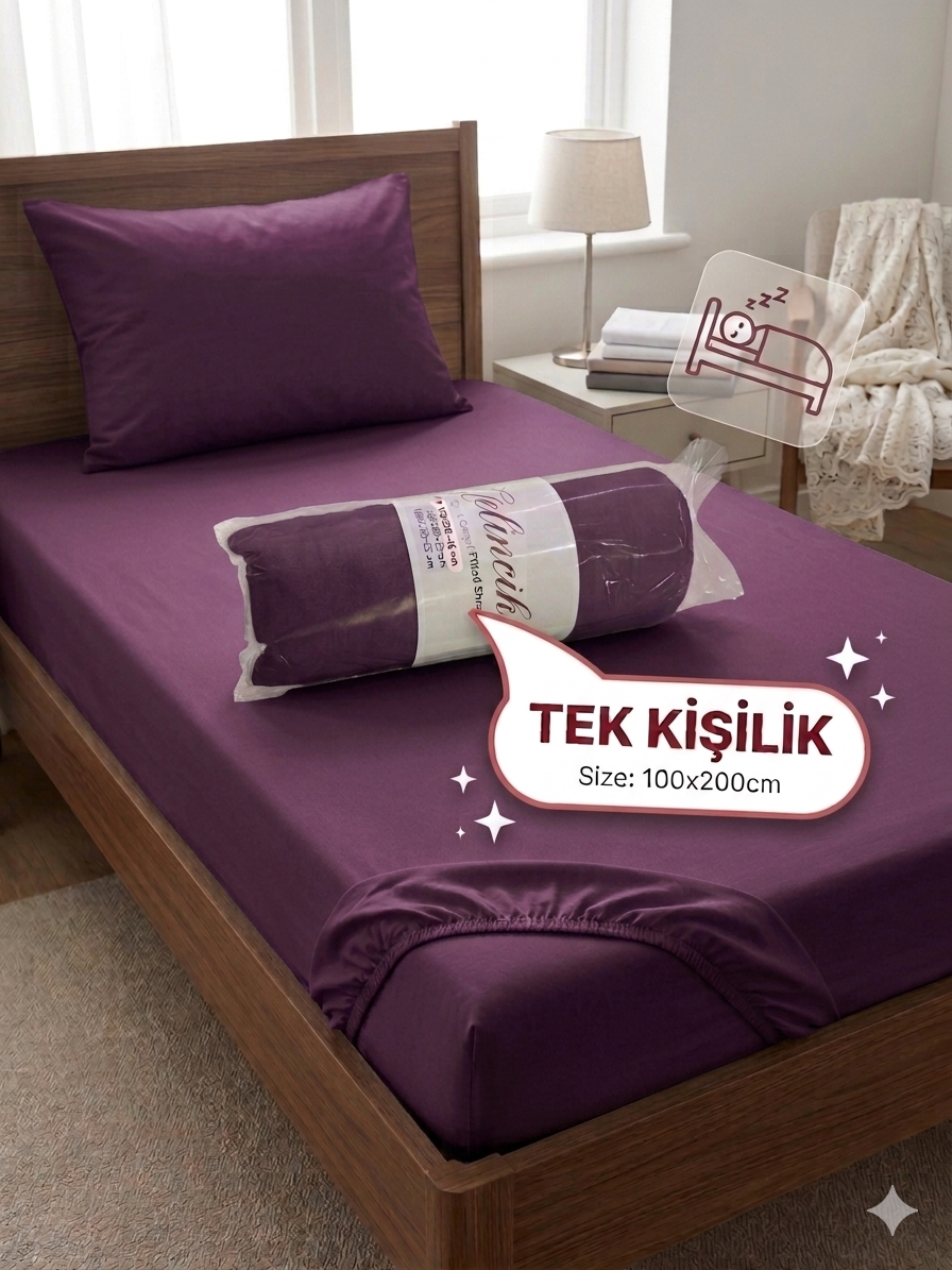 Tek Kişilik Çarşaf Mor 1. görsel