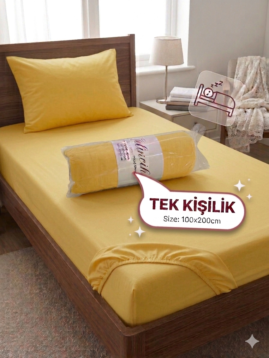 Tek Kişilik Çarşaf Sarı 1. görsel