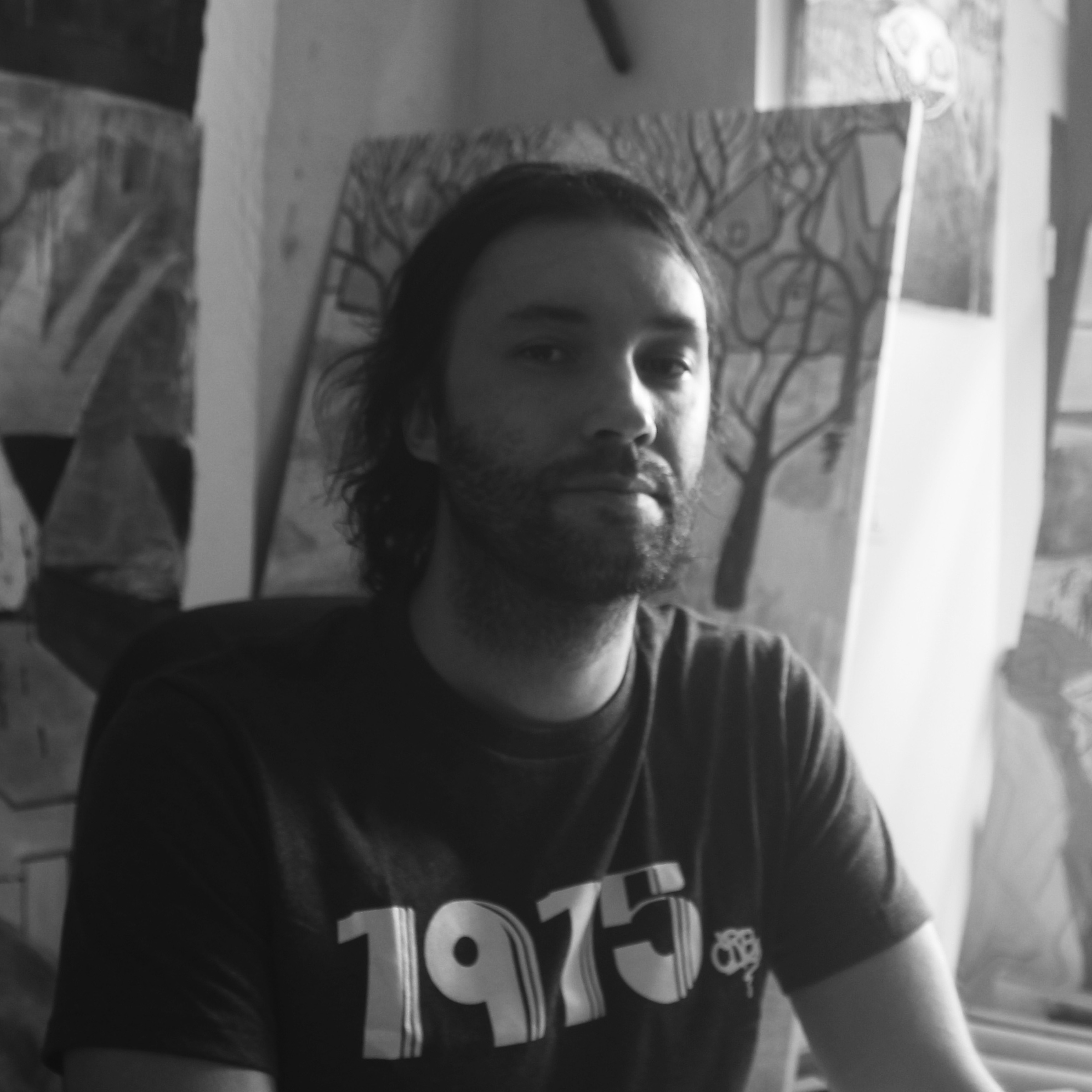 Portrait of Thibaud Tchertchian in his studio
