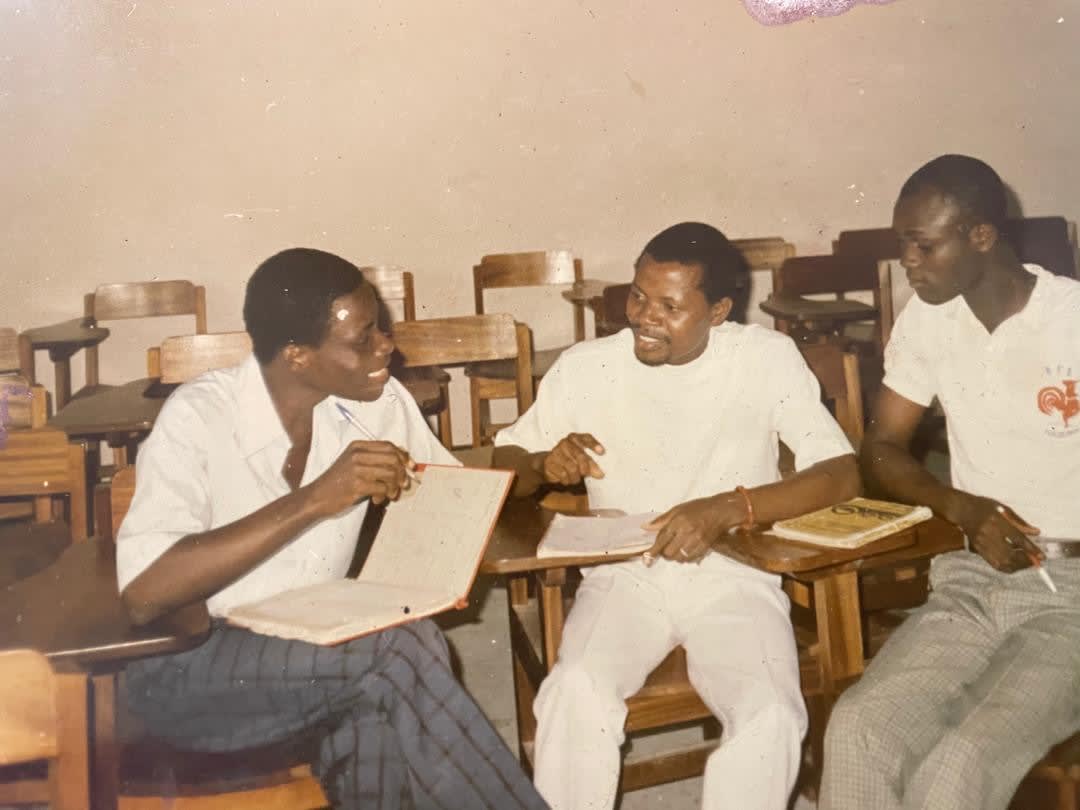 With classmates at Adeniran Ogunsanya College of Education (now LASUED)
