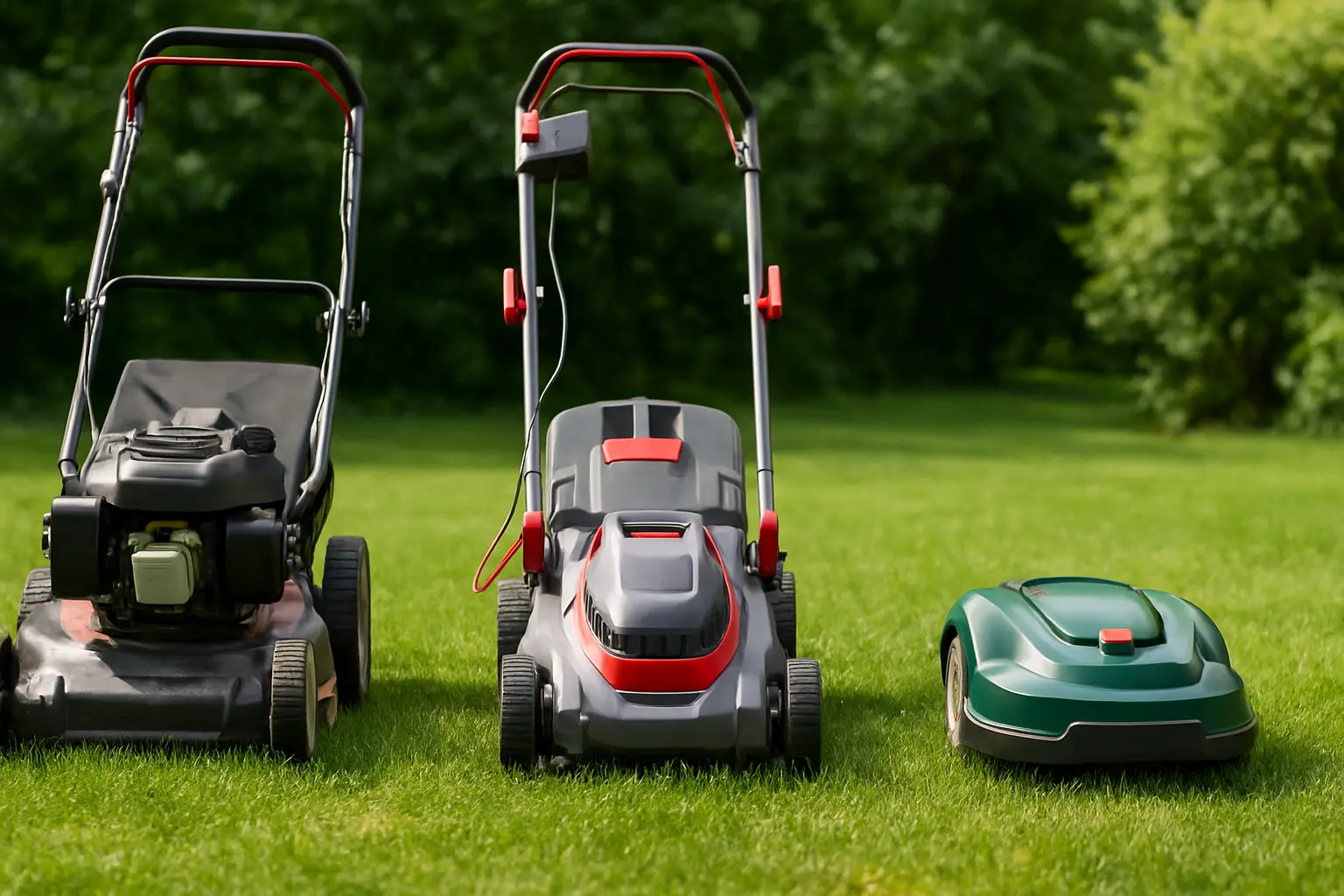 Tondeuse thermique, électrique ou robot : comparatif
