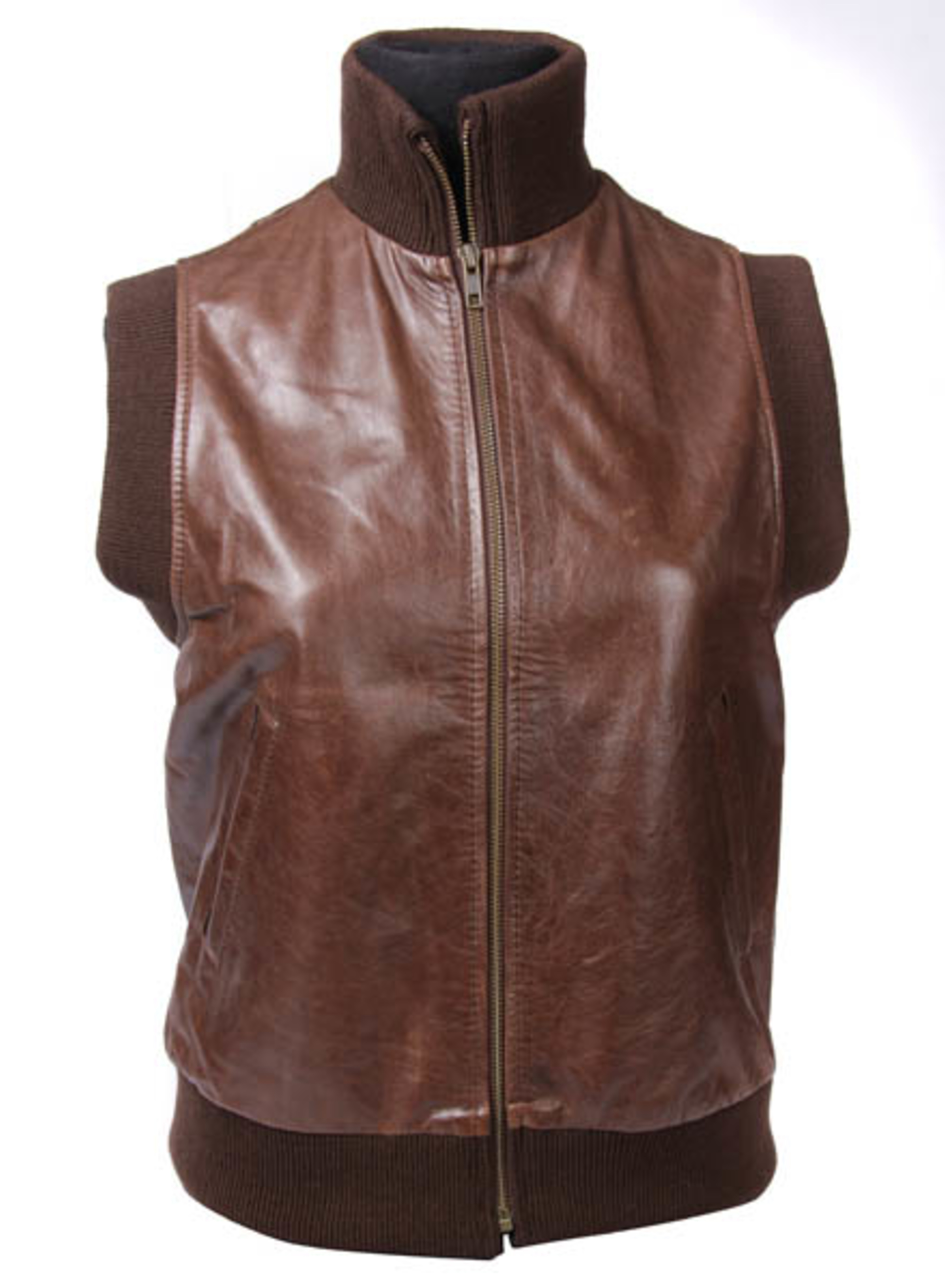 CHALECO CUERO CUELLO Y CINTURA MORLEY - Imagen 1