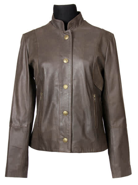 CHAQUETA DAMA CUELLO MAO CON BROCHE