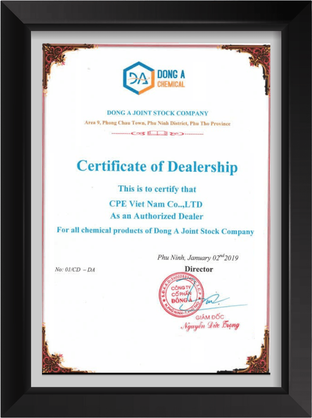 Chứng nhận đại diện ủy quyền của Đông Á