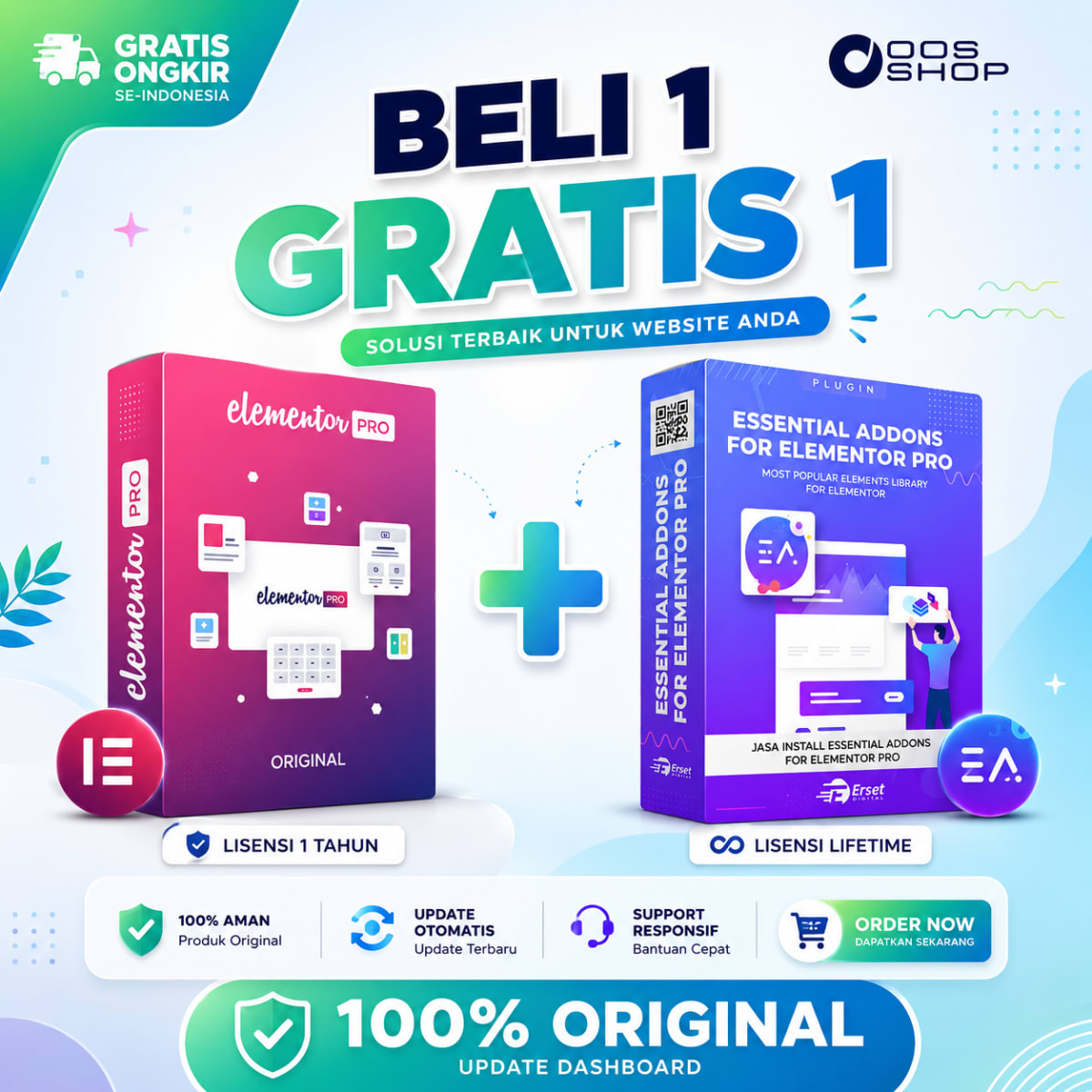 Jasa Instal Elementor Pro + Essential Addons for Elementor Pro — Bundle Beli 1 Gratis 1