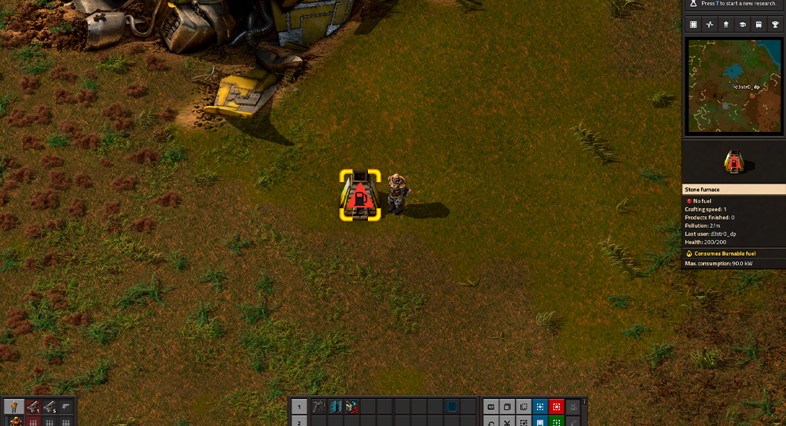 factorio use the "F" key