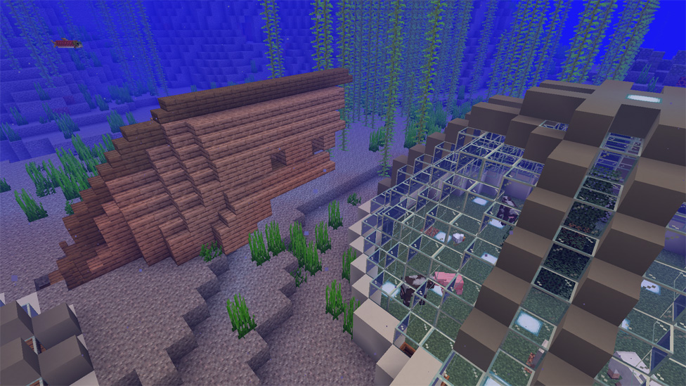 Underwater House beside a Shipwreck