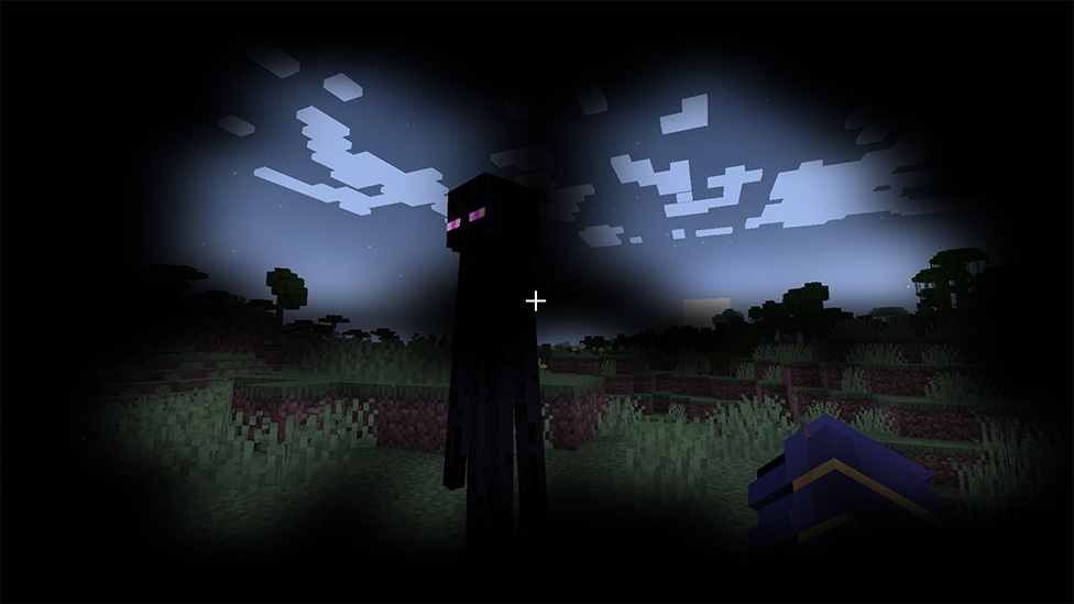 Gazing Enderman through a Pumpkin Helmet