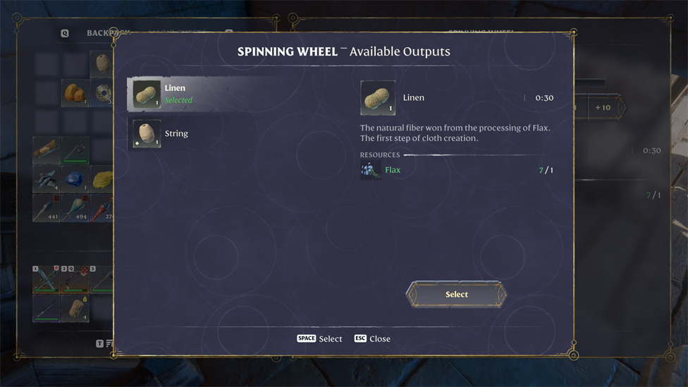 Making Linen at Spinning Wheel