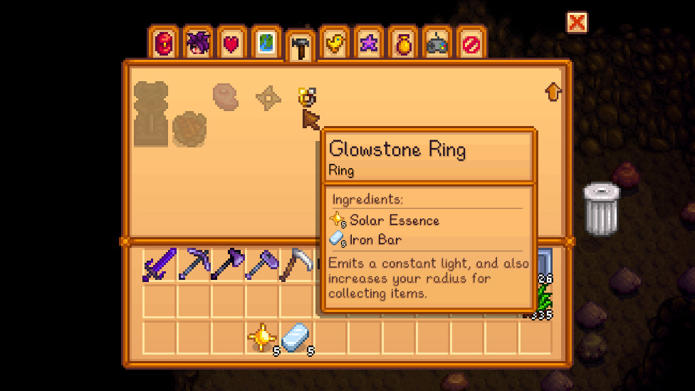 Crafting Glowstone Rings