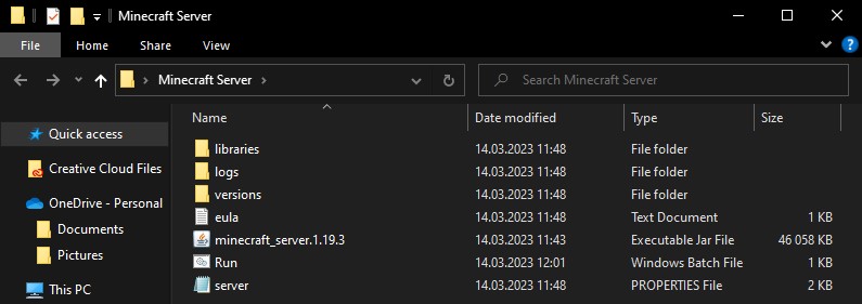 What folder content looks like