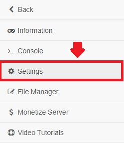 Settings page
