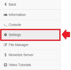 Settings page