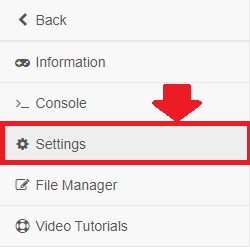 Settings page