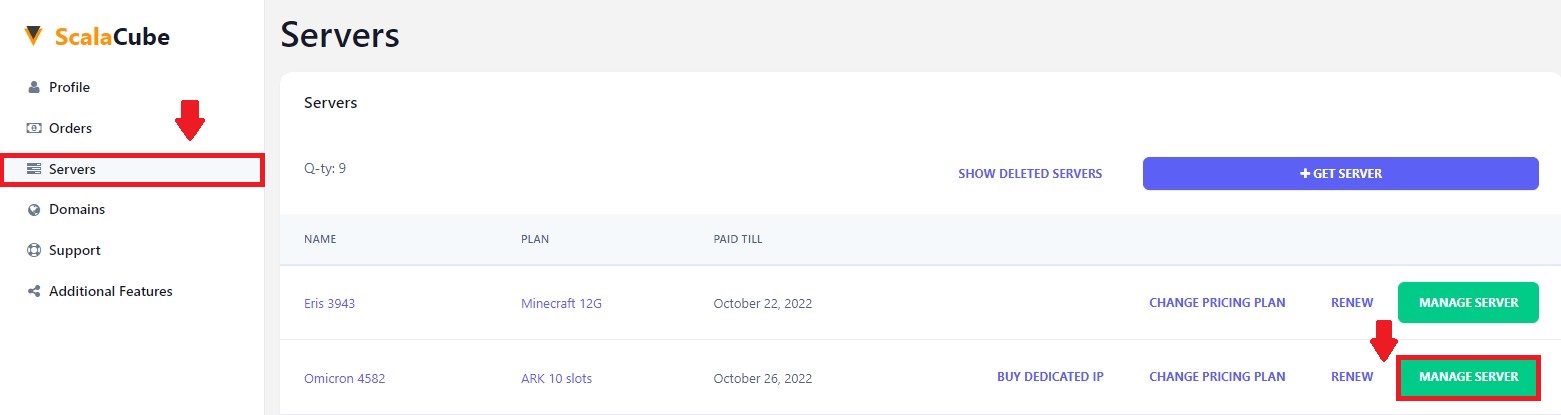 Go to Servers - Manager Server