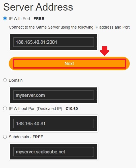 Select Server Address