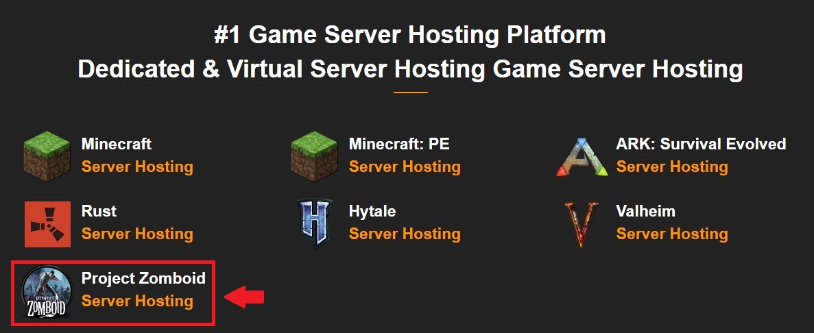 Click on Get Server and select Project Zomboid