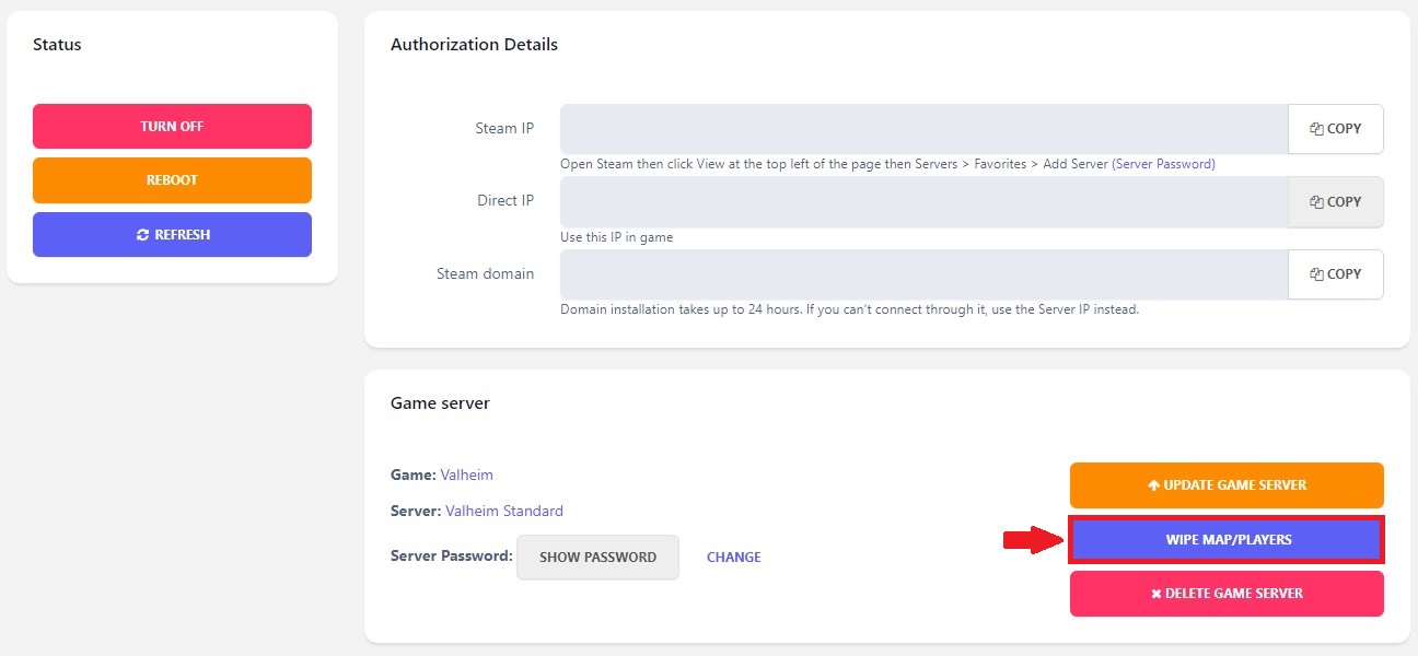 Click on Wipe map/players