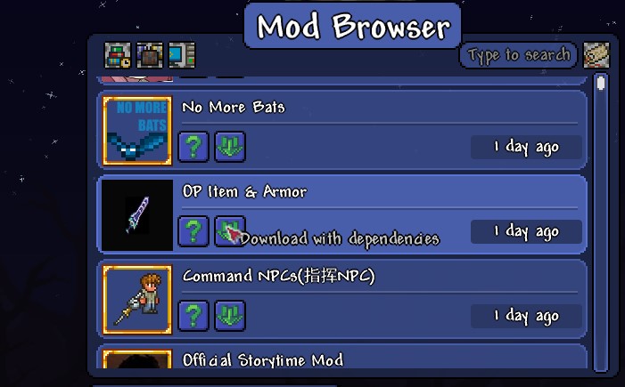 Choose mods