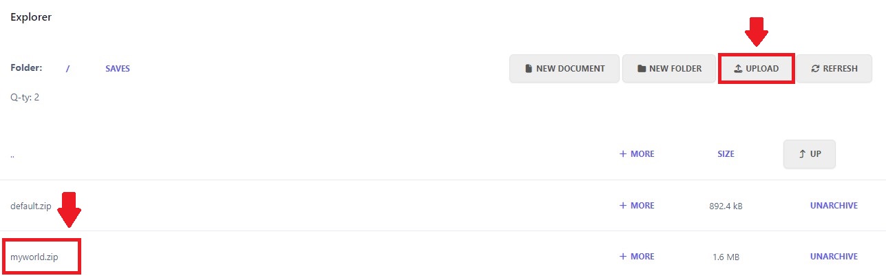 Uploading Singleplayer world
