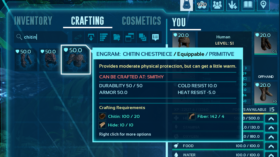  Crafting Chitin Armor