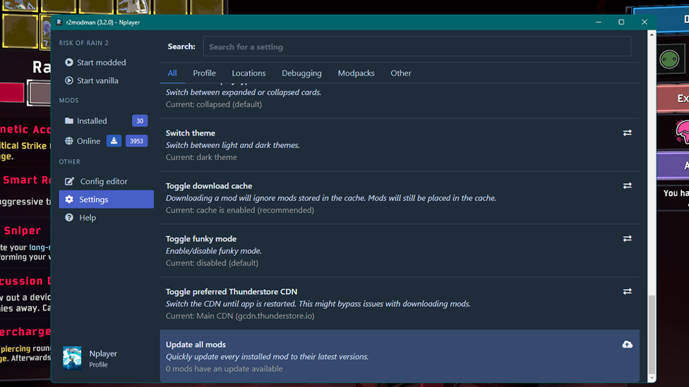  Navigation to Updating All Mods