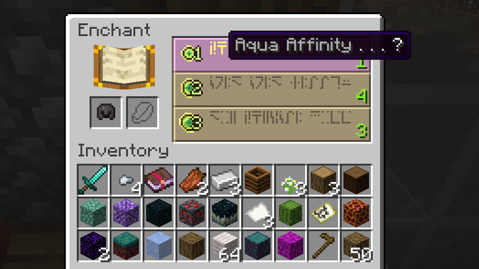  Aqua Affinity Enchant